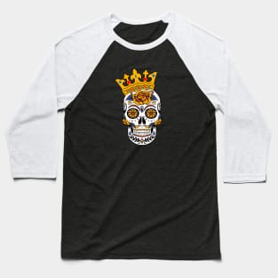 Mexican Day of the Dead Sugar Skull with Crown Baseball T-Shirt